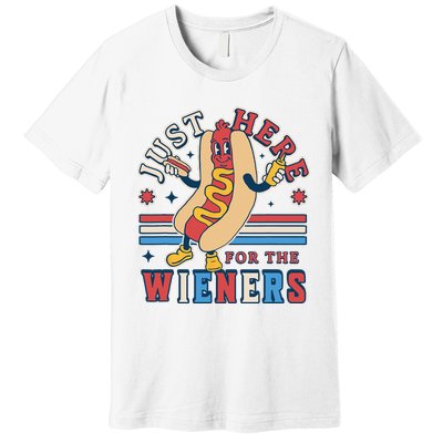 I'm Just Here for the Wieners 4th of July Hot Dog Funny Premium T-Shirt