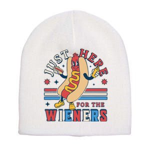 I'm Just Here for the Wieners 4th of July Hot Dog Funny Short Acrylic Beanie