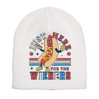 I'm Just Here for the Wieners 4th of July Hot Dog Funny Short Acrylic Beanie