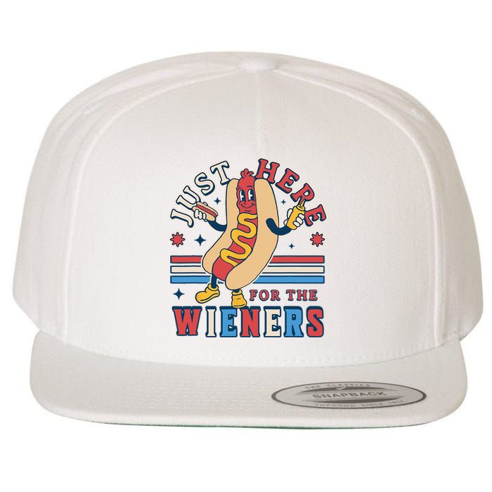 I'm Just Here for the Wieners 4th of July Hot Dog Funny Wool Snapback Cap