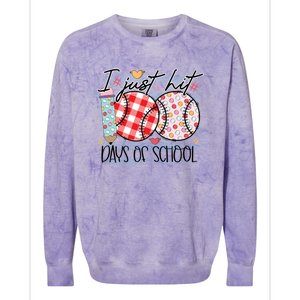 I Just Hit 100 Days Of School Baseball 100th Day Meaningful Gift Colorblast Crewneck Sweatshirt