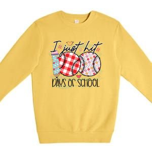 I Just Hit 100 Days Of School Baseball 100th Day Meaningful Gift Premium Crewneck Sweatshirt