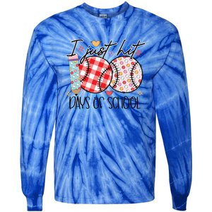 I Just Hit 100 Days Of School Baseball 100th Day Meaningful Gift Tie-Dye Long Sleeve Shirt