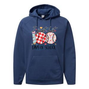 I Just Hit 100 Days Of School Baseball 100th Day Meaningful Gift Performance Fleece Hoodie