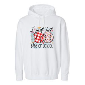 I Just Hit 100 Days Of School Baseball 100th Day Meaningful Gift Garment-Dyed Fleece Hoodie