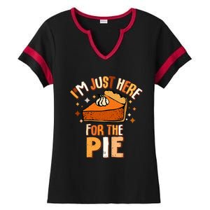 I'm Just Here For The Pie Thanksgiving Fall Autumn Retro Ladies Halftime Notch Neck Tee