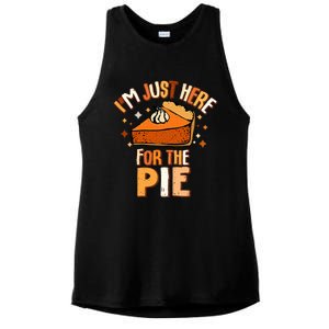 I'm Just Here For The Pie Thanksgiving Fall Autumn Retro Ladies PosiCharge Tri-Blend Wicking Tank