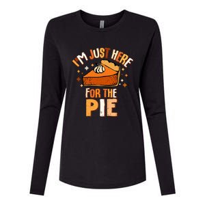 I'm Just Here For The Pie Thanksgiving Fall Autumn Retro Womens Cotton Relaxed Long Sleeve T-Shirt