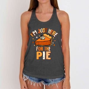 I'm Just Here For The Pie Thanksgiving Fall Autumn Retro Women's Knotted Racerback Tank