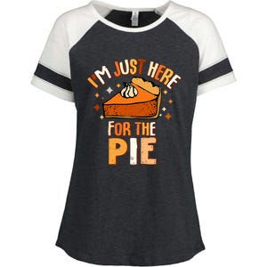 I'm Just Here For The Pie Thanksgiving Fall Autumn Retro Enza Ladies Jersey Colorblock Tee