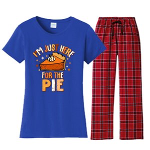 I'm Just Here For The Pie Thanksgiving Fall Autumn Retro Women's Flannel Pajama Set