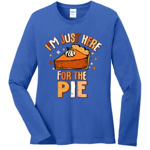 I'm Just Here For The Pie Thanksgiving Fall Autumn Retro Ladies Long Sleeve Shirt