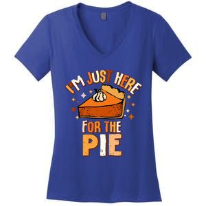 I'm Just Here For The Pie Thanksgiving Fall Autumn Retro Women's V-Neck T-Shirt