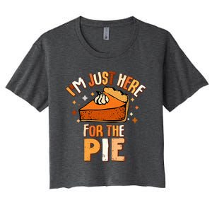 I'm Just Here For The Pie Thanksgiving Fall Autumn Retro Women's Crop Top Tee