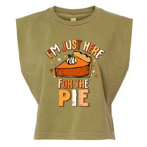 I'm Just Here For The Pie Thanksgiving Fall Autumn Retro Garment-Dyed Women's Muscle Tee