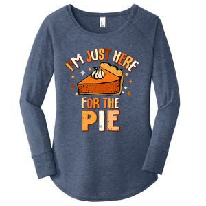 I'm Just Here For The Pie Thanksgiving Fall Autumn Retro Women's Perfect Tri Tunic Long Sleeve Shirt