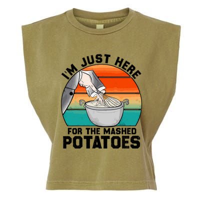 IM Just Here For The Mashed Potatoes Cute Thanksgiving Food Garment-Dyed Women's Muscle Tee