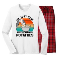 IM Just Here For The Mashed Potatoes Cute Thanksgiving Food Women's Long Sleeve Flannel Pajama Set 