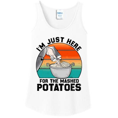 IM Just Here For The Mashed Potatoes Cute Thanksgiving Food Ladies Essential Tank