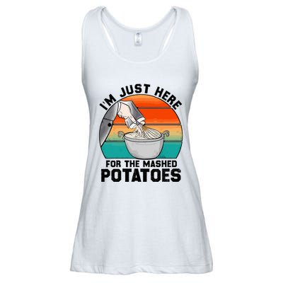 IM Just Here For The Mashed Potatoes Cute Thanksgiving Food Ladies Essential Flowy Tank