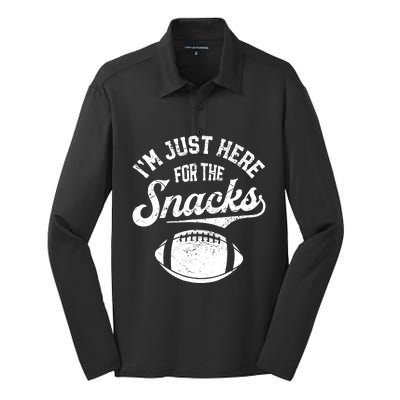 IM Just Here For The Snacks Funny Fantasy Football League Silk Touch Performance Long Sleeve Polo