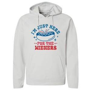 I'm Just Here For The Wieners 4th Of July Performance Fleece Hoodie