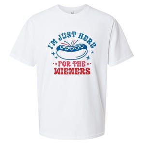 I'm Just Here For The Wieners 4th Of July Sueded Cloud Jersey T-Shirt