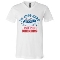 I'm Just Here For The Wieners 4th Of July V-Neck T-Shirt