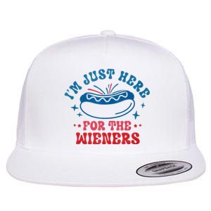 I'm Just Here For The Wieners 4th Of July Flat Bill Trucker Hat