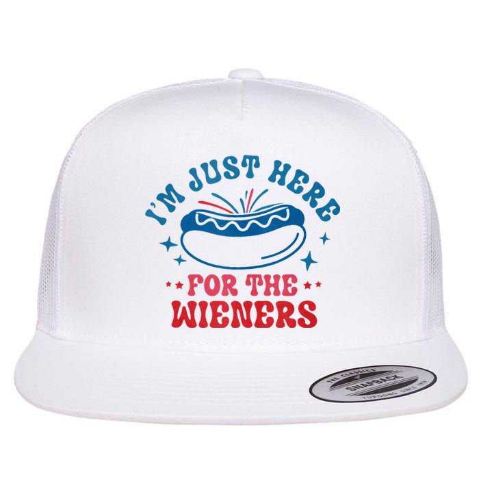 I'm Just Here For The Wieners 4th Of July Flat Bill Trucker Hat