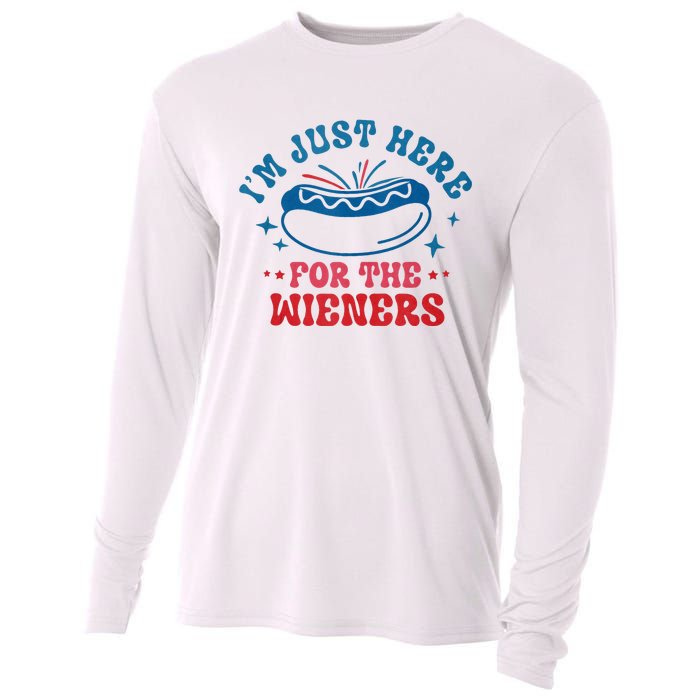 I'm Just Here For The Wieners 4th Of July Cooling Performance Long Sleeve Crew