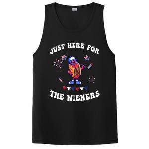 IM Just Here For The Wieners 4th Of July 2024 Funny Hotdog Great Gift PosiCharge Competitor Tank