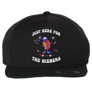 IM Just Here For The Wieners 4th Of July 2024 Funny Hotdog Great Gift Wool Snapback Cap