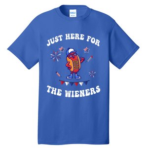 IM Just Here For The Wieners 4th Of July 2024 Funny Hotdog Great Gift Tall T-Shirt