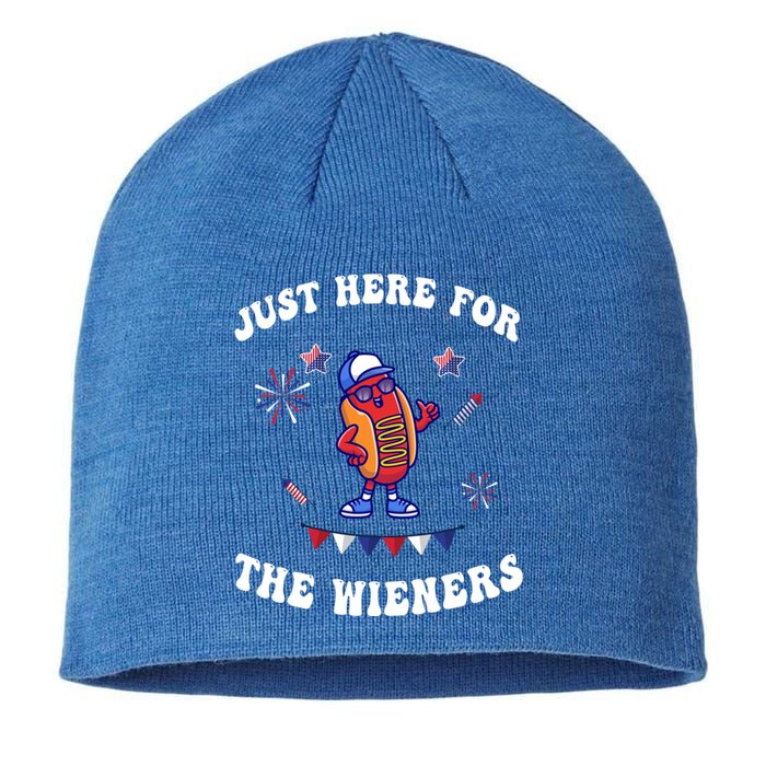 IM Just Here For The Wieners 4th Of July 2024 Funny Hotdog Great Gift Sustainable Beanie