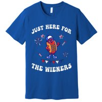 IM Just Here For The Wieners 4th Of July 2024 Funny Hotdog Great Gift Premium T-Shirt