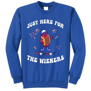 IM Just Here For The Wieners 4th Of July 2024 Funny Hotdog Great Gift Tall Sweatshirt