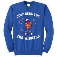 IM Just Here For The Wieners 4th Of July 2024 Funny Hotdog Great Gift Tall Sweatshirt