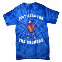 IM Just Here For The Wieners 4th Of July 2024 Funny Hotdog Great Gift Tie-Dye T-Shirt