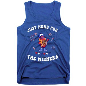 IM Just Here For The Wieners 4th Of July 2024 Funny Hotdog Great Gift Tank Top