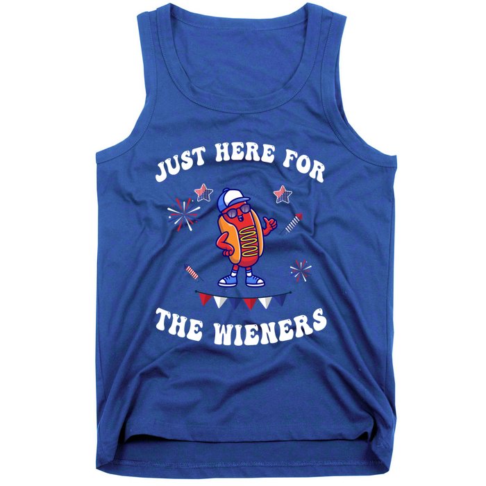 IM Just Here For The Wieners 4th Of July 2024 Funny Hotdog Great Gift Tank Top