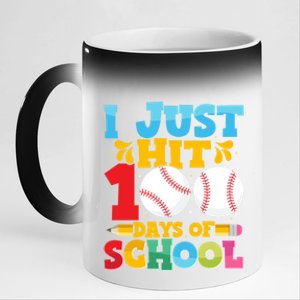 I Just Hit 100 Days Of School Baseball 100th Day Cute Gift 11oz Black Color Changing Mug