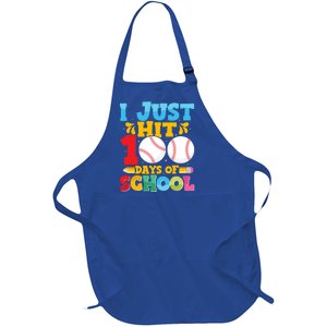 I Just Hit 100 Days Of School Baseball 100th Day Cute Gift Full-Length Apron With Pockets