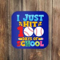 I Just Hit 100 Days Of School Baseball 100th Day Cute Gift Coaster