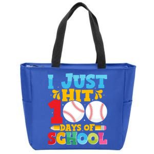 I Just Hit 100 Days Of School Baseball 100th Day Cute Gift Zip Tote Bag