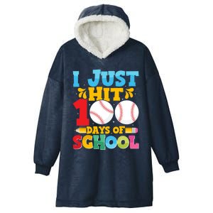 I Just Hit 100 Days Of School Baseball 100th Day Cute Gift Hooded Wearable Blanket