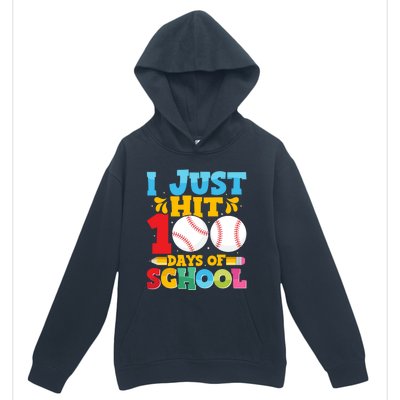 I Just Hit 100 Days Of School Baseball 100th Day Cute Gift Urban Pullover Hoodie