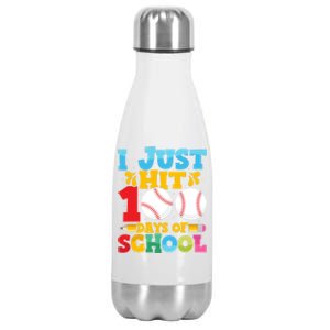 I Just Hit 100 Days Of School Baseball 100th Day Cute Gift Stainless Steel Insulated Water Bottle