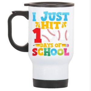 I Just Hit 100 Days Of School Baseball 100th Day Cute Gift Stainless Steel Travel Mug