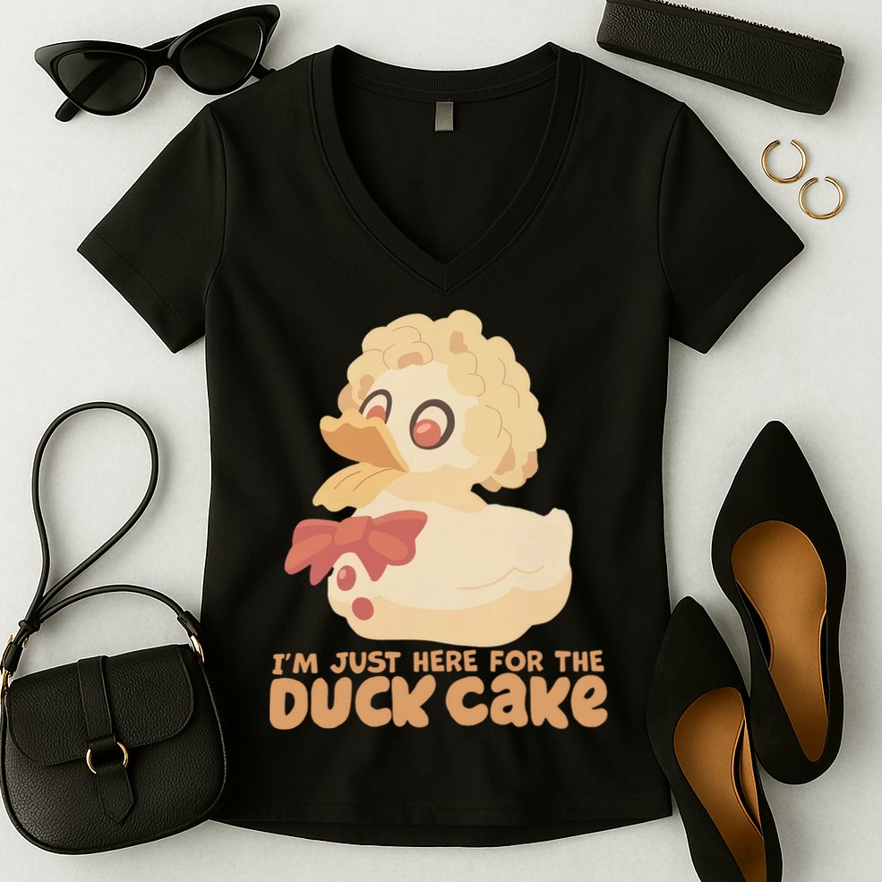 I Just Here For The Duck Cake Snack Women's V-Neck T-Shirt
